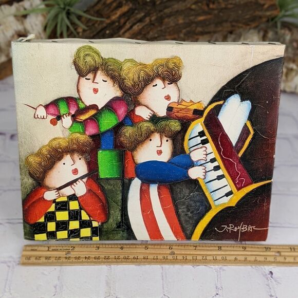 J. Roybal Joyce Roybal Original Oil On Canvas Painting - Children Musicians - Picture 5 of 11